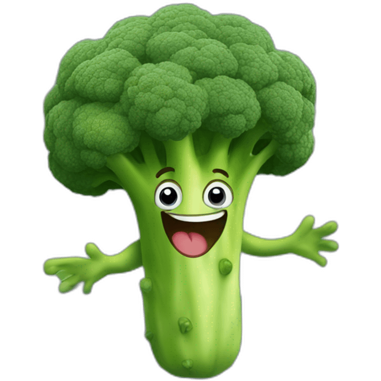 Happy broccoli jumping on a trampoline emoji