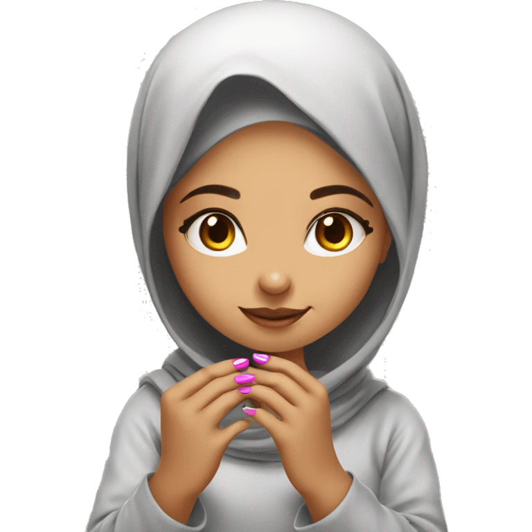 Cute-Muslim-girl-painting-her-nails emoji