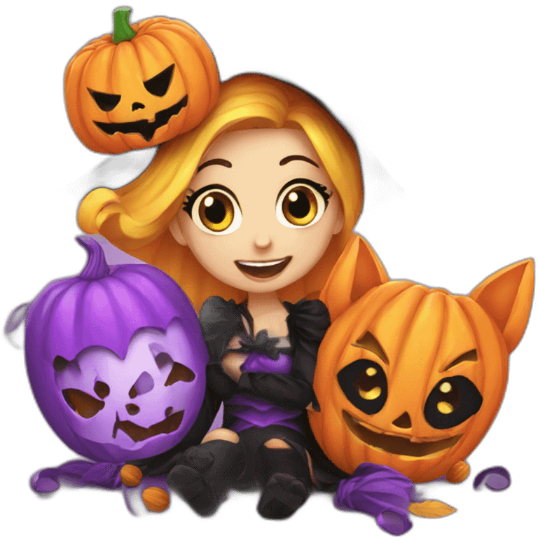 Cute Halloween party emoji