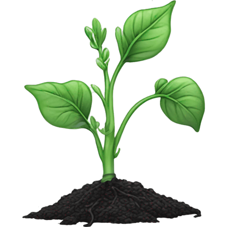 A black line drawing of a plant sprout emoji