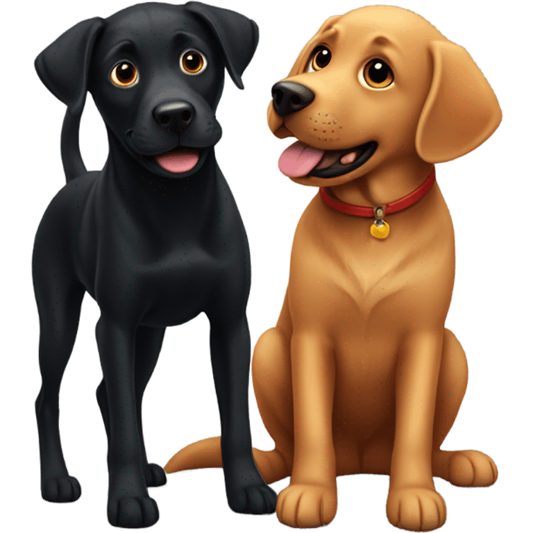 Red lab playing with black dog emoji