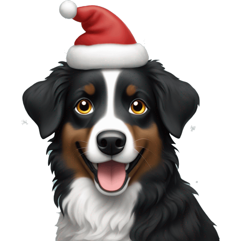 Small black australian shepherd dog Christmas tree emoji