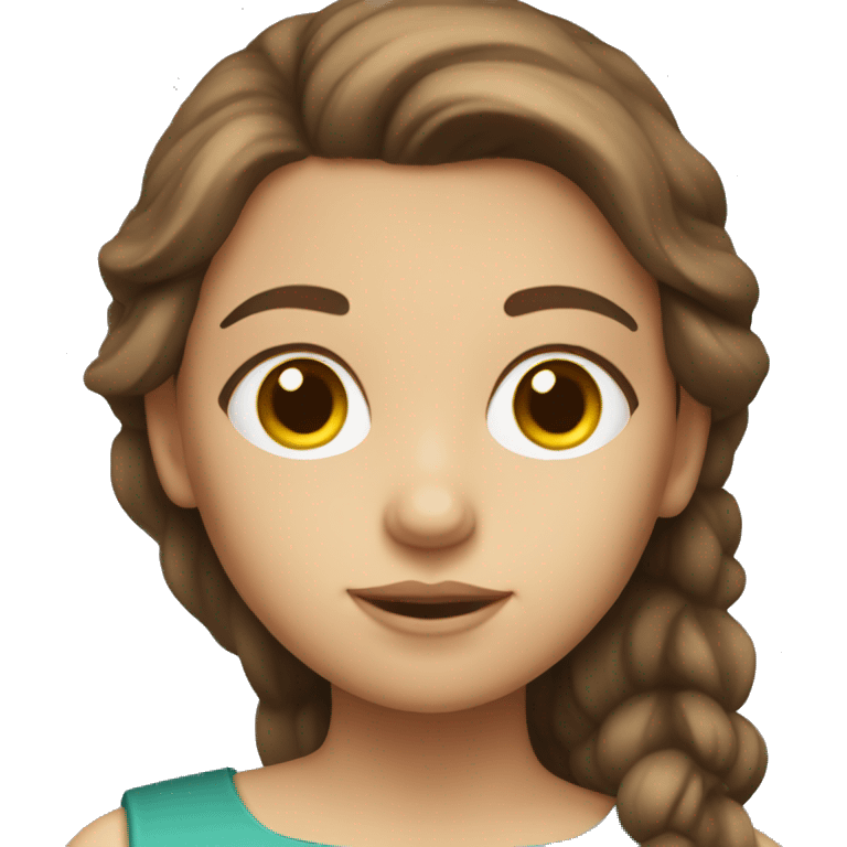 A bust of Girl with brown hair and light skin reading a book emoji