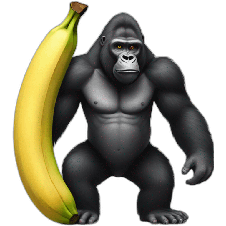 Gorilla with big banana emoji