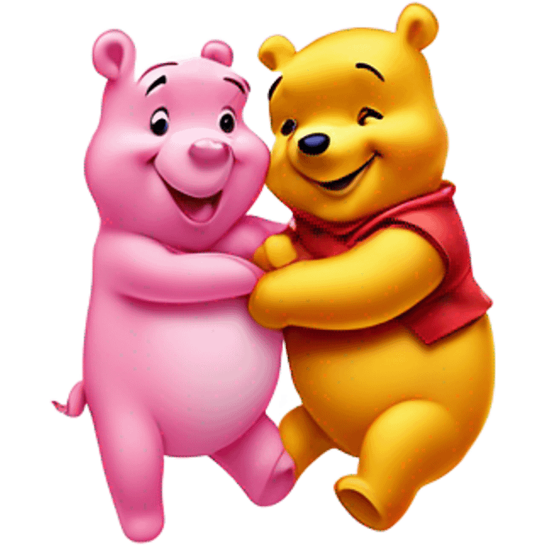 Winnie the Pooh and Piglet with sparkles in a pink heart emoji