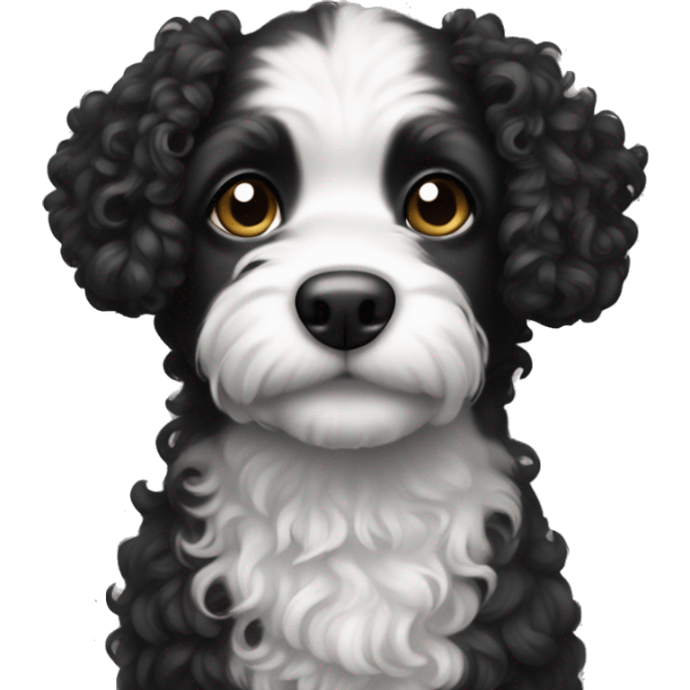 little black and white curly dog emoji