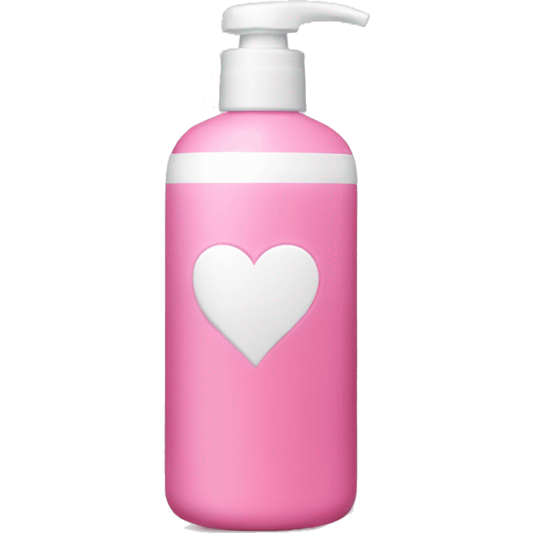 Pink bottle shampoo with white heart  emoji