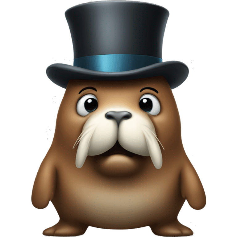 Walrus with a top hat dancing emoji