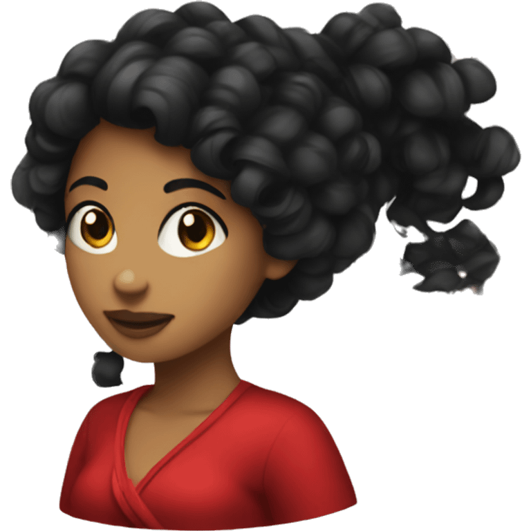 Black hair girl with red boa  emoji