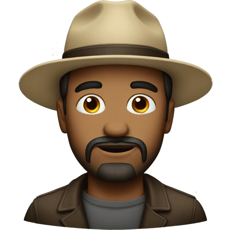 American man with a dark goatee and a hat that says “backwoods” emoji