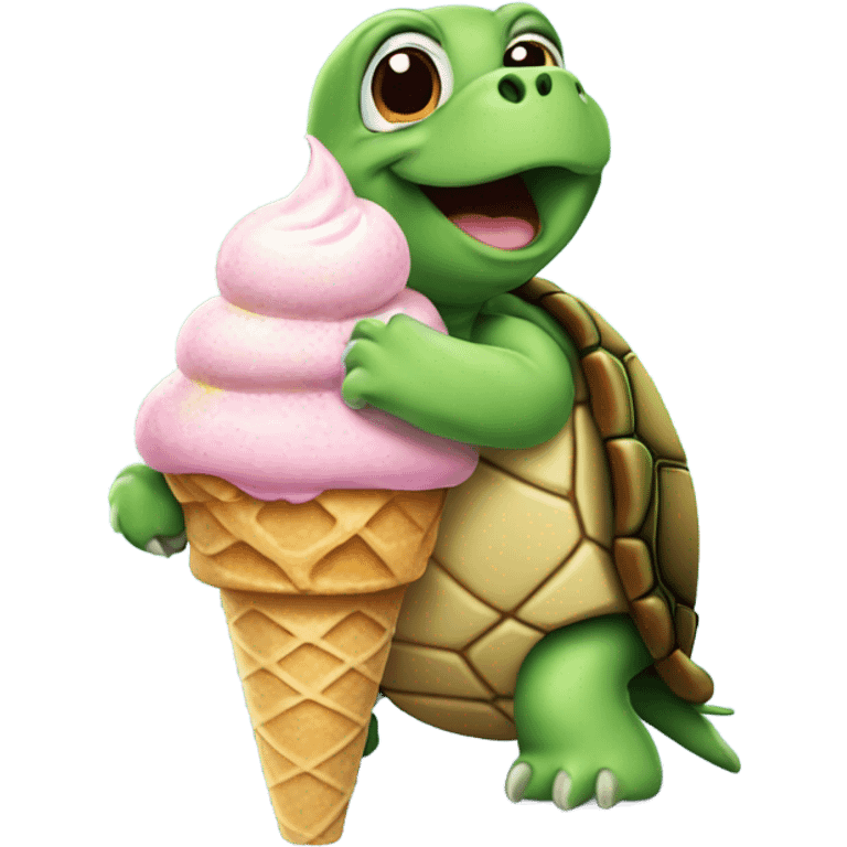 Turtle with an ice cream cone emoji