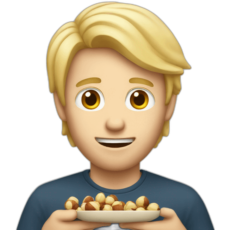 Blond man eating hazelnuts emoji