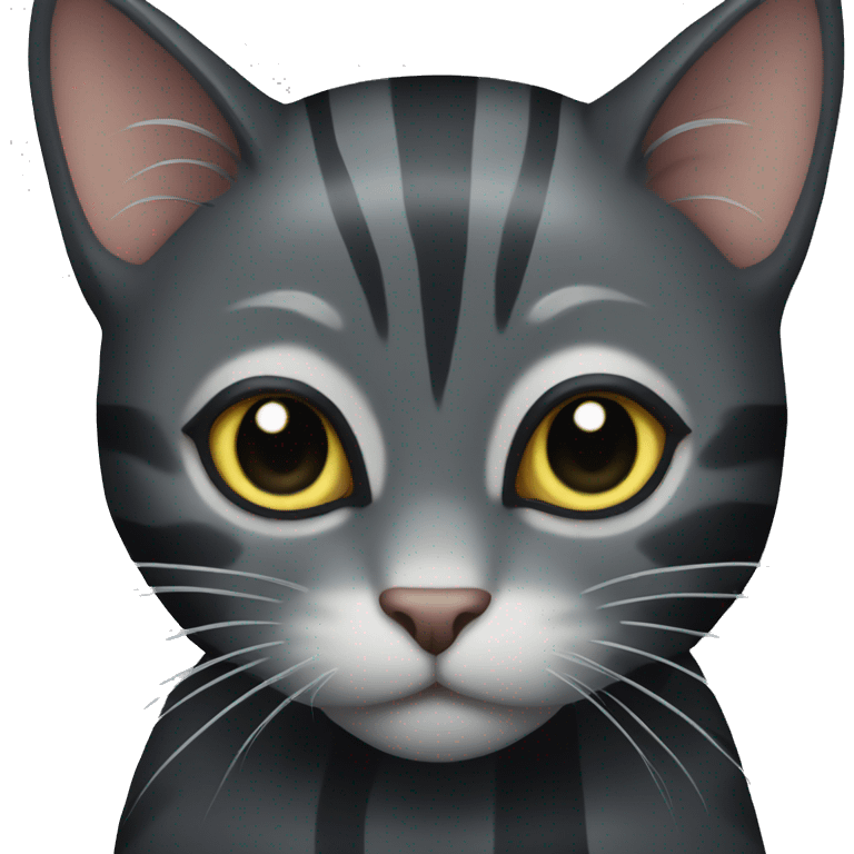 black cat with gray stripes emoji