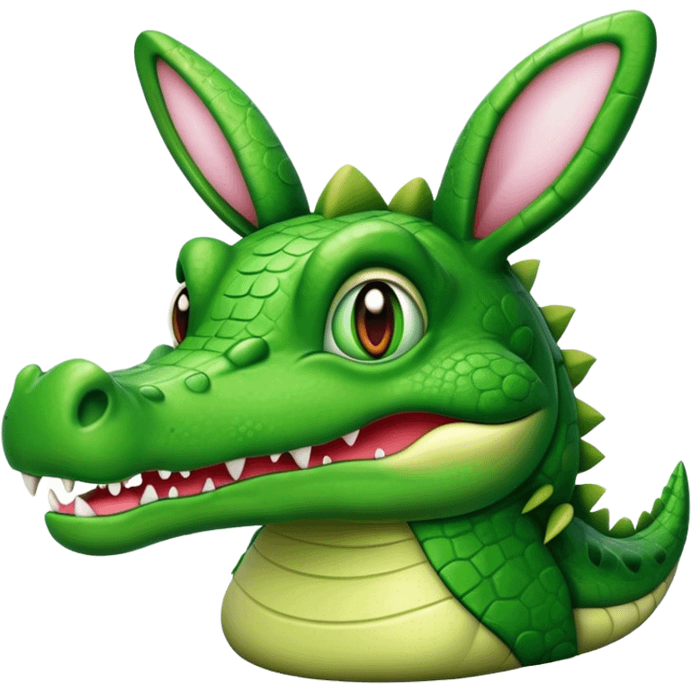 Crocodile with bunny ears emoji