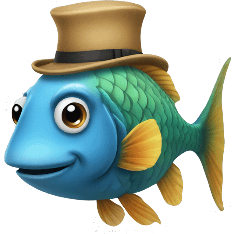 Fish wearing hat emoji