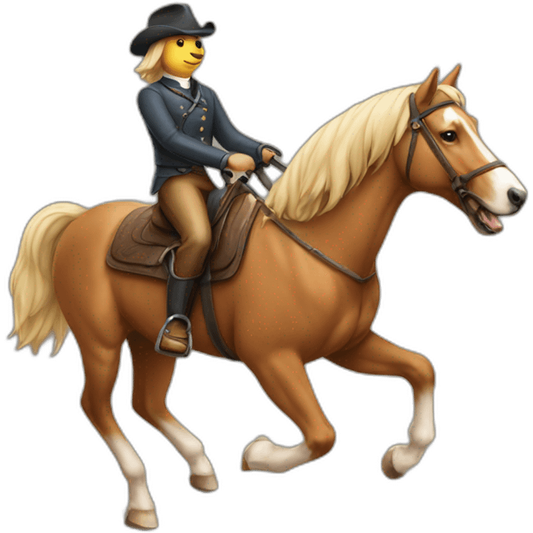 A dog riding a horse emoji