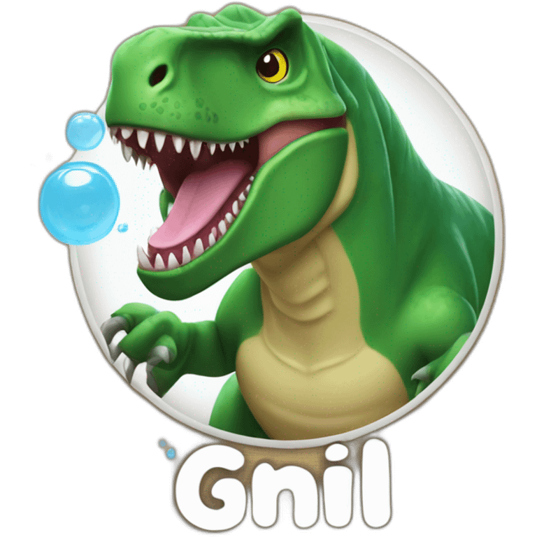 T-rex with a bubble saying "GNIII" emoji