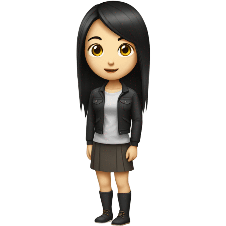 asian girl long black hair standing full body emoji