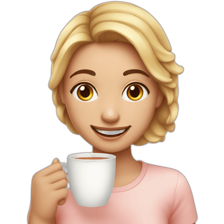 Happy-girl-with-hot-tea-and-milk emoji