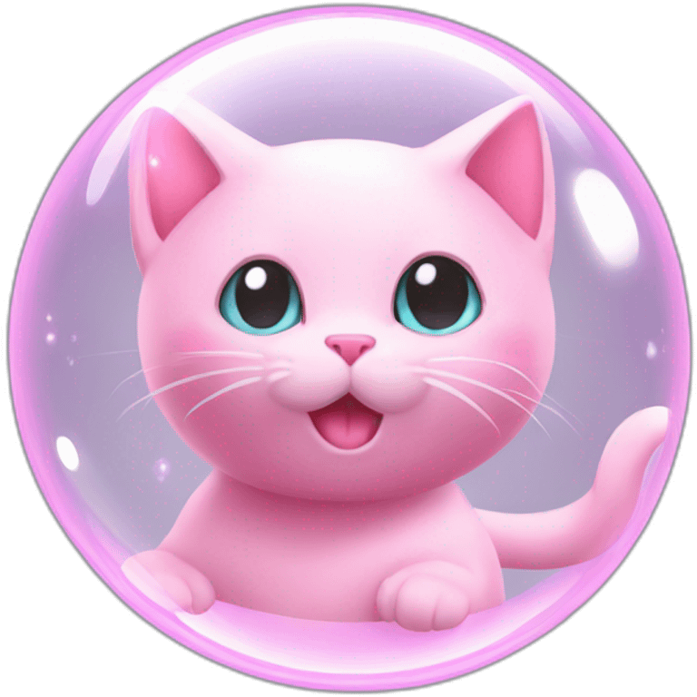 pink mew levitating in a bubble emoji