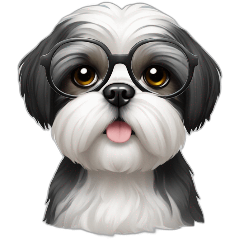 black and white shih tzu in glasses emoji