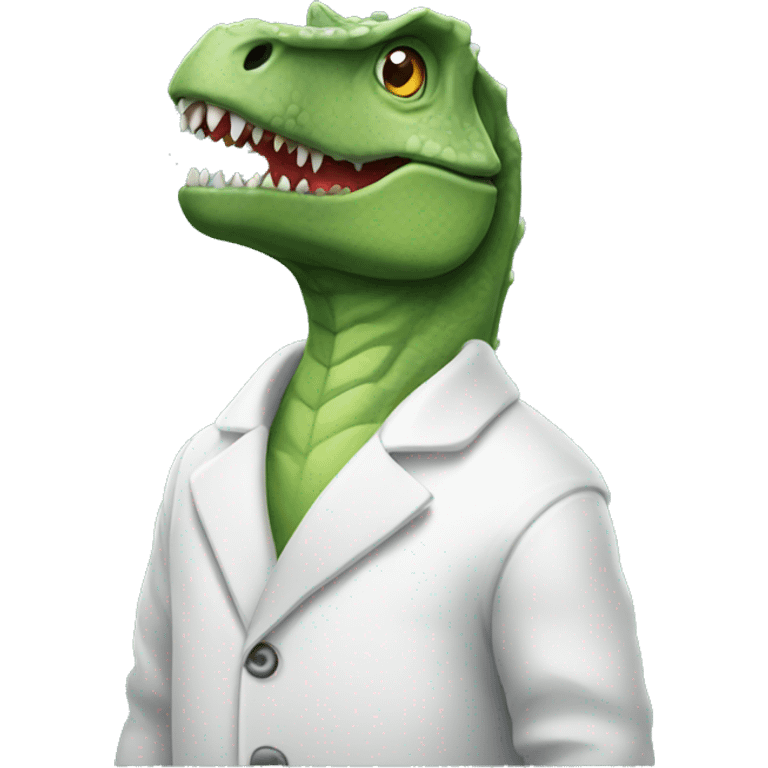 dinosaur with white coat emoji