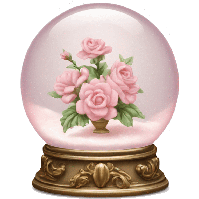 vintage rococo light pink dainty floral snow globe emoji