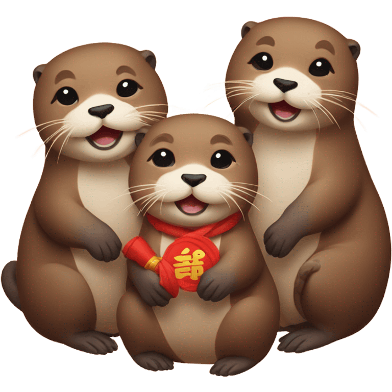 Otters on Korean Lunar New Year emoji