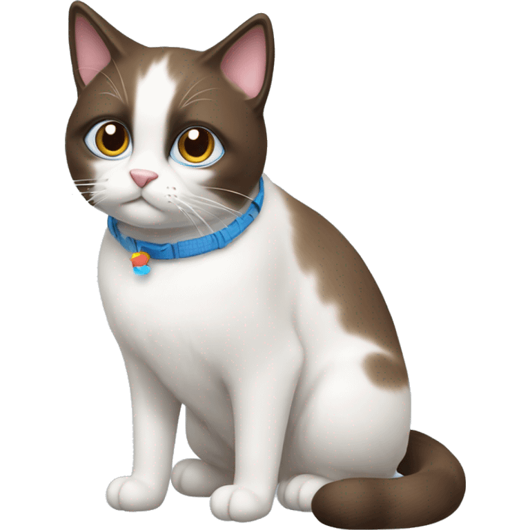 snowshoe cat with a toy emoji