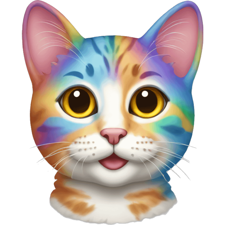 Rainbow colours multicoloured tabby cat emoji