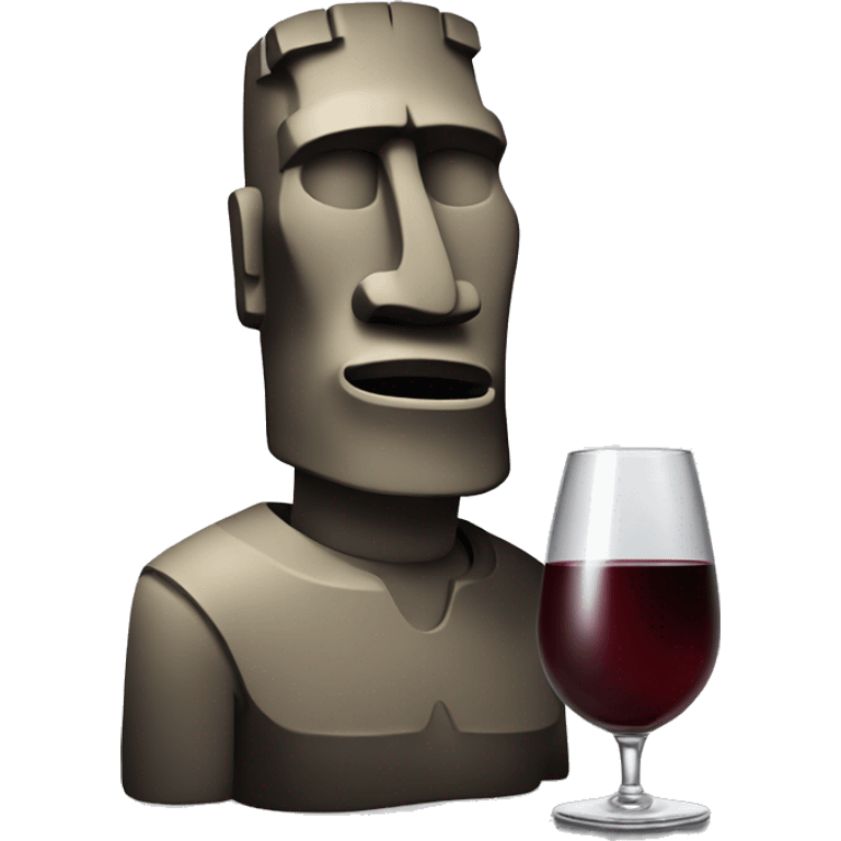 Un moai avec un verre de vin emoji