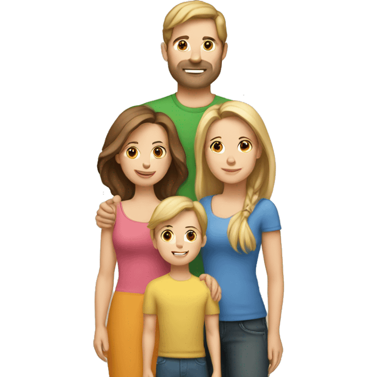 caucasian family with three daughters and one son  emoji