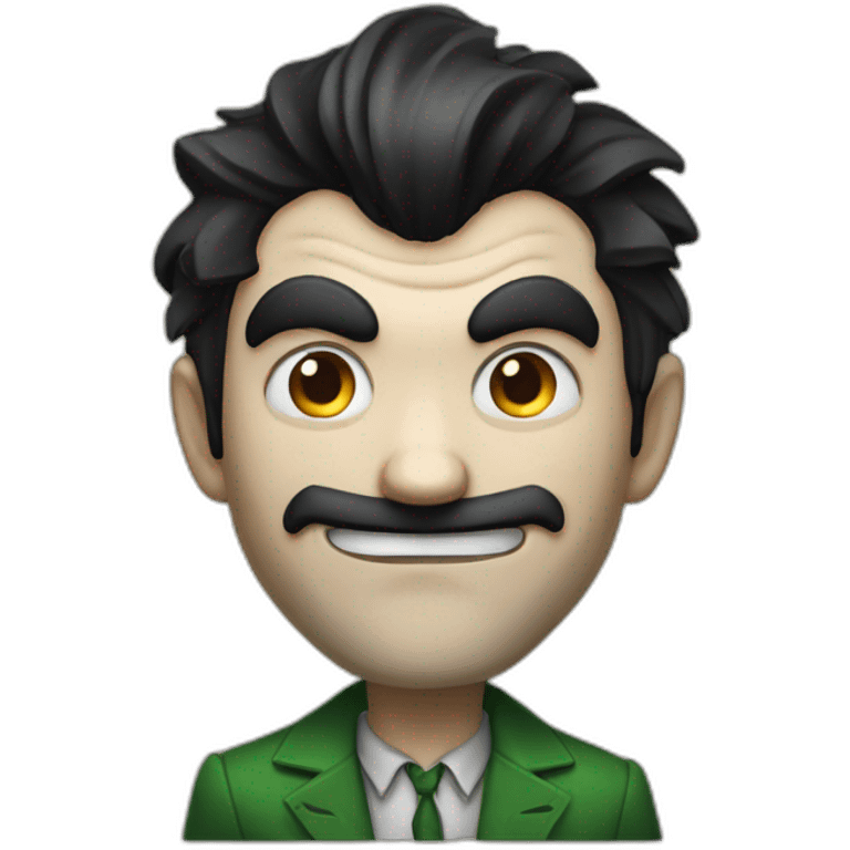 A joker with black hair and a beard and looking evil emoji