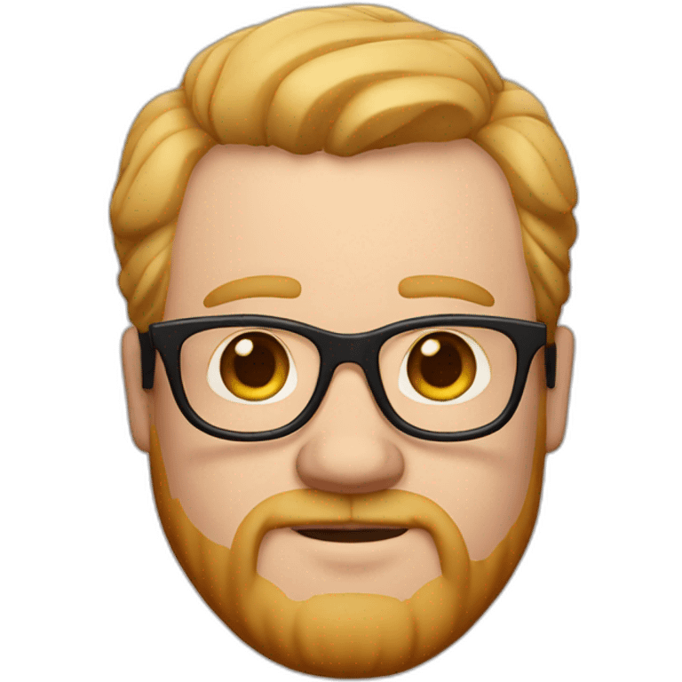 Memoji of a fat white guy that uses glasses and an earring brow hair and beard emoji