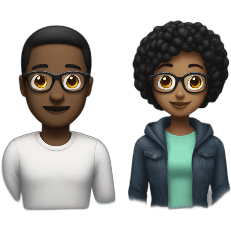 Random Black guys With glasses and having short Black haïr talking to girl Black wearing glasses With longs Black hair emoji