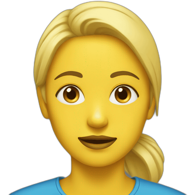 Face of Woman in blue and yellow emoji