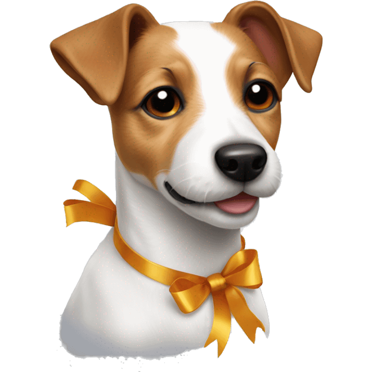 Jack Russell terrier with ribbon emoji