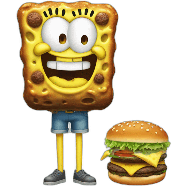 SpongeBob with a krabby patty emoji