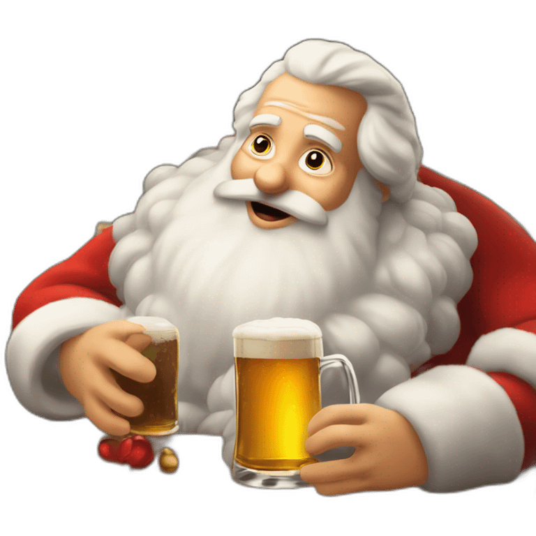 Père Noël qui offre un verre de bière à un enfant comme cadeau emoji