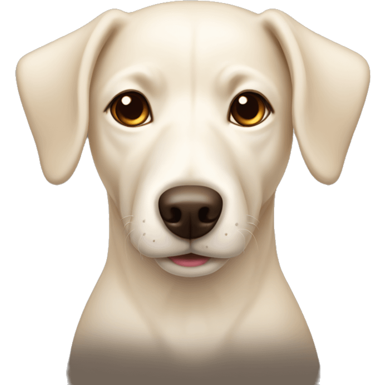 cream white colored dog, pointy ears, brown eyes, light brown nose emoji