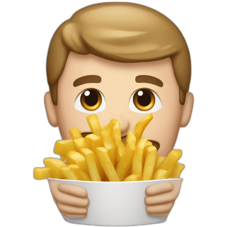 Macron qui mange un paquet de frites emoji