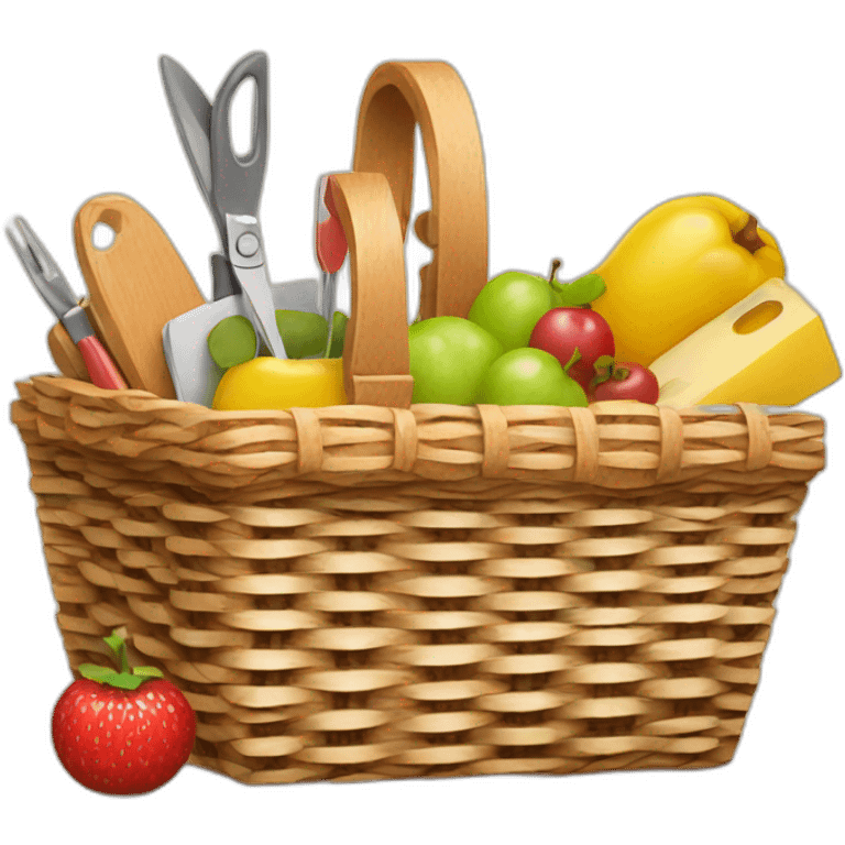 picnic basket with design tools inside emoji