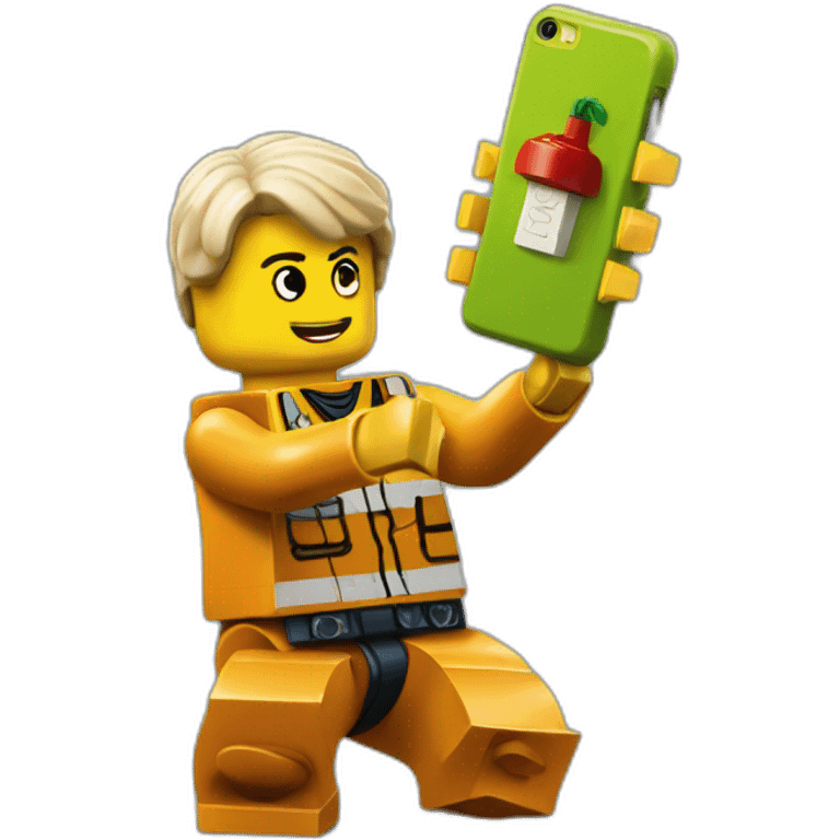 lego man holding an iphone emoji