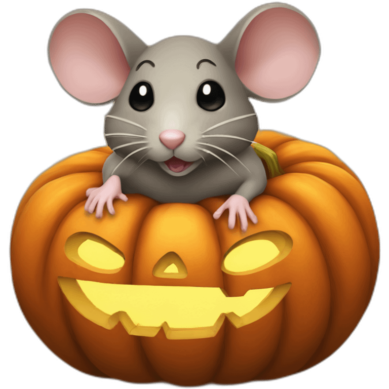 Mouse on a pumpkin emoji