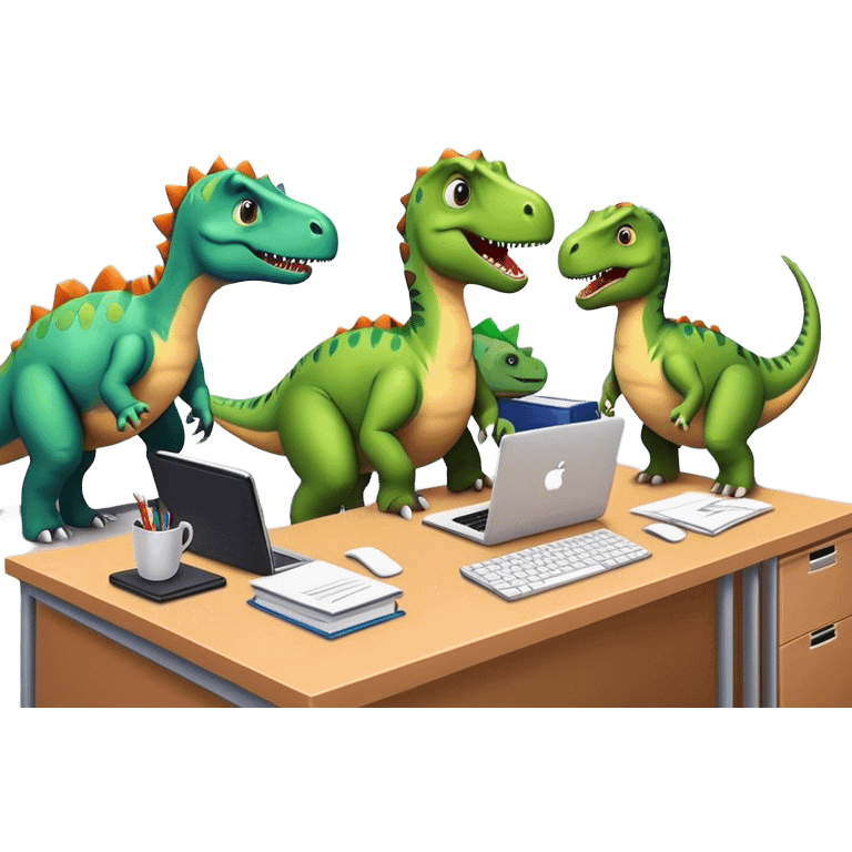 dinosaurs working in an office emoji