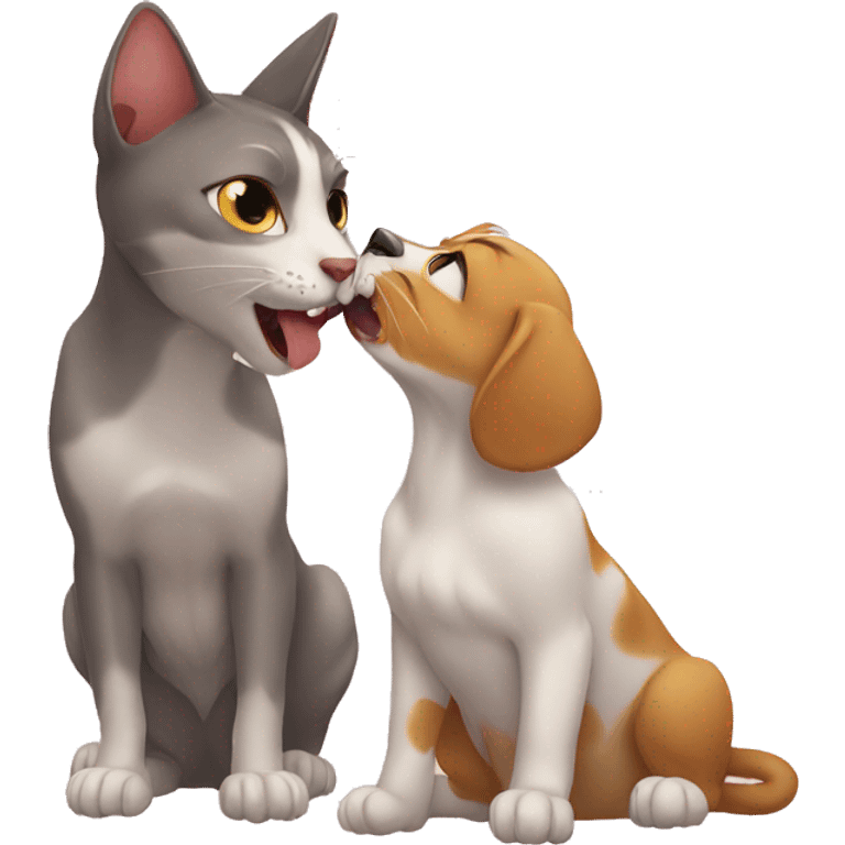 cat licking dog  emoji