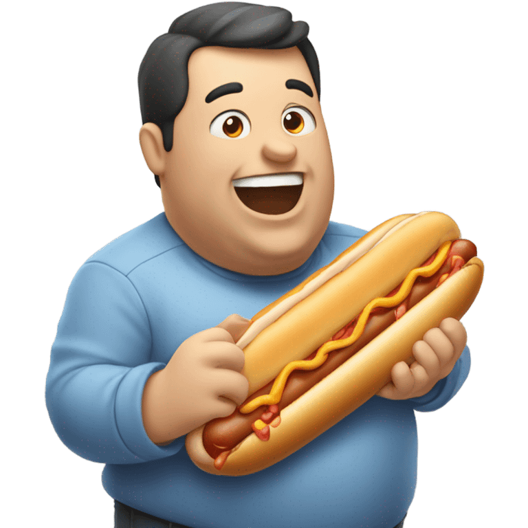 Fat guy eating a hotdog emoji