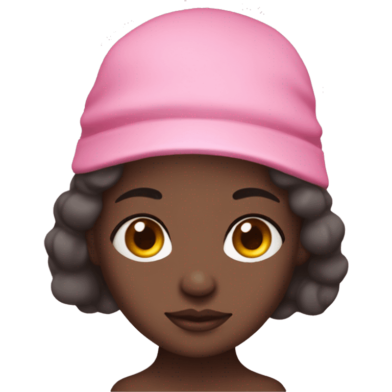 Dark complexion girl sleeping in a pink cap bonnet  feminine  emoji