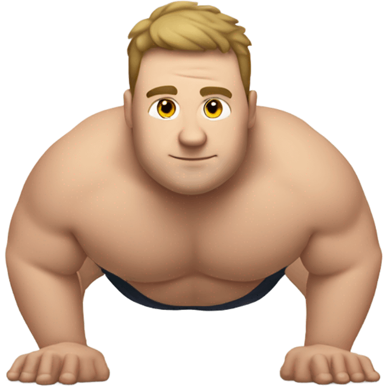 fat white guy shirtless doing push ups emoji