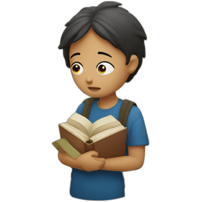 Student with books is crying with tears  emoji